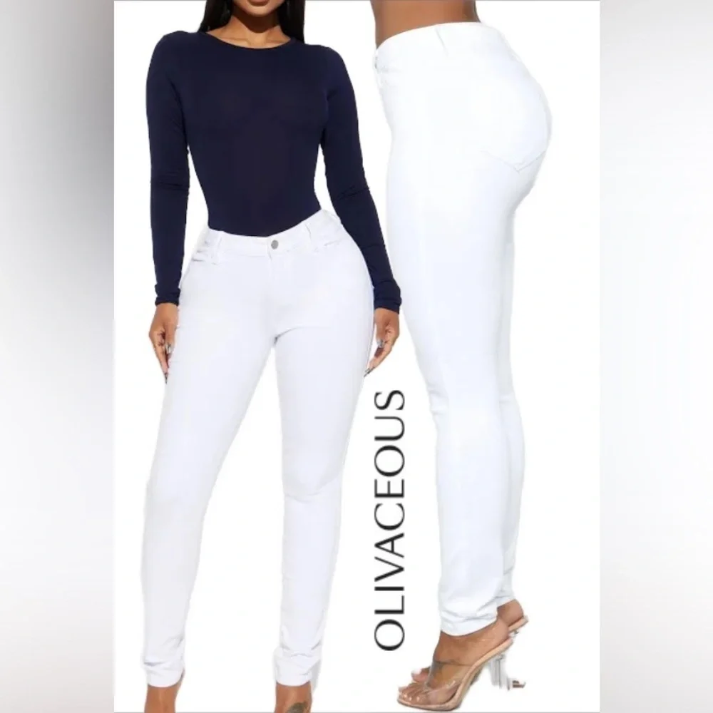 Olivaceous High Rise White Skinny Jeans Women’s Size Small NWT cute white jeans - Picture 1 of 7